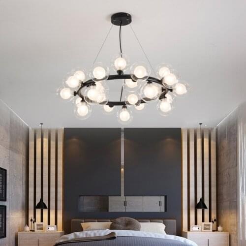 New Nordic style bedroom bubble ball chandelier modern simple living room dining room golden light luxury magic bean molecule