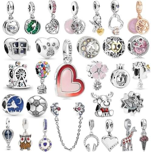 New Red Heart Angel Pendant Fits Original Pandora Charm Bracelet Necklace DIY Lady Jewelry Gifts
