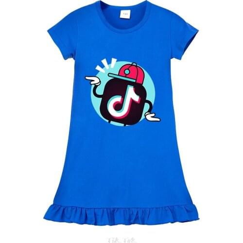 New Cartoon Tik Tok Dresses for Girl Dress Children Clothes Baby Costumes Kids Princess Dress Kids Birthday Party Dress