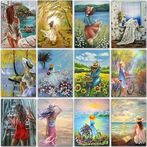 Full Square&Round 5D Diamond Painting beauty girl flower sunflower swan bike embroidery mosaic Cross stitch Paint home decor