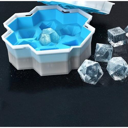 Cavity Ice Cube Tray Dice Shaped Ice Cube Mold Food Grade Flexible Silicone Ice Molds for Whiskey Cocktail with Removable Lids