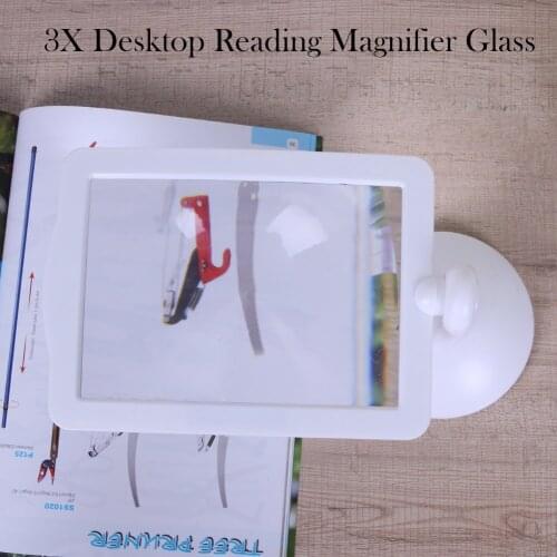 Portable 3X 180° Rotatable Desktop Reading Magnifier Glass with LED Light Presbyopic Enlarge the Screen