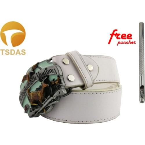 Hunting Belt Buckle with Pewter Finish Colorful Metal Belt Buckle Suitable for 4cm Width Snap on Belt