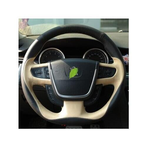 DIY for peugeot 408 508 307 3008 5008 308 hand-stitched car leather steering wheel cover interior accessories