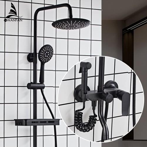 Shower Faucets Brass ORB Bathtub Faucet Round Tube Single Handle Top Rain Shower With Slide Bar Wall Water Mixer Tap 877828R