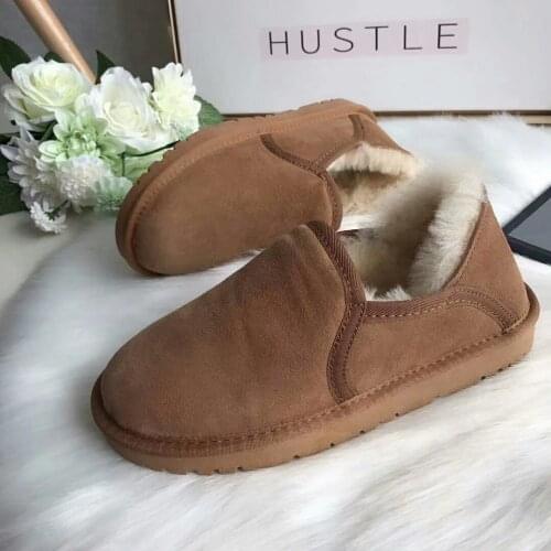 EIOUPI warm winter snow boots real sheep fur leather sheepskin women casual fashion thread sewing ankle flat boot ohz5680