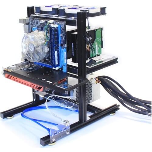 Open chassis computer desktop aluminum alloy chassis ATX vertical multi-drive rack air-cooled