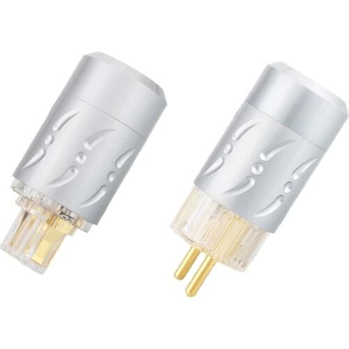 Viborg X Hifi audio 20MM pure copper 24K gold plated Aluminium Alloy Transparent power cable connector EU schuko power plug