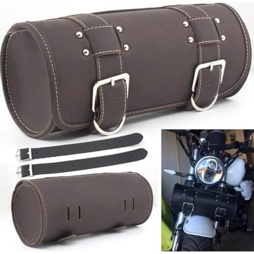 Motorcycle Vintage Tool Bag PU Front Fork Tool Bag Luggage Saddle Bag For Harley Dyna Softail Sportster Chopper Bobber Cruiser