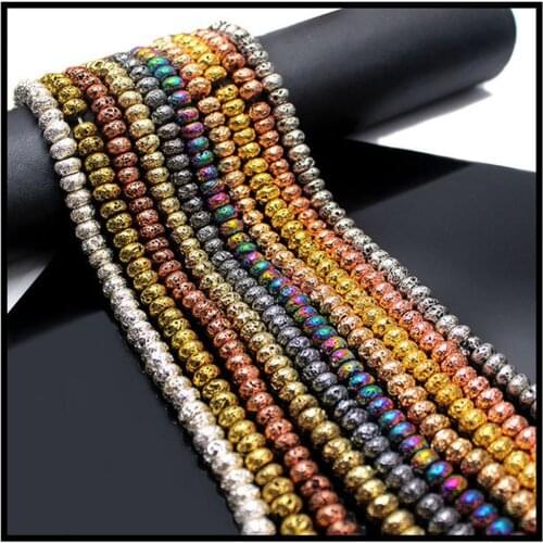 Volcanic stone electroplating 5*8mm beads loose beads original stone abacus beads DIY jewelry accessories jewelry beads making