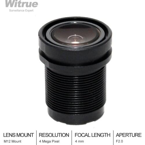 Witrue HD 4MP 4mm Lens M12 Mout F2.0 1/3" for Surveillance Security Camera