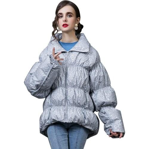 2021 winter new design coat thickened 90% white duck down bread loose large high neck down jacket womens short