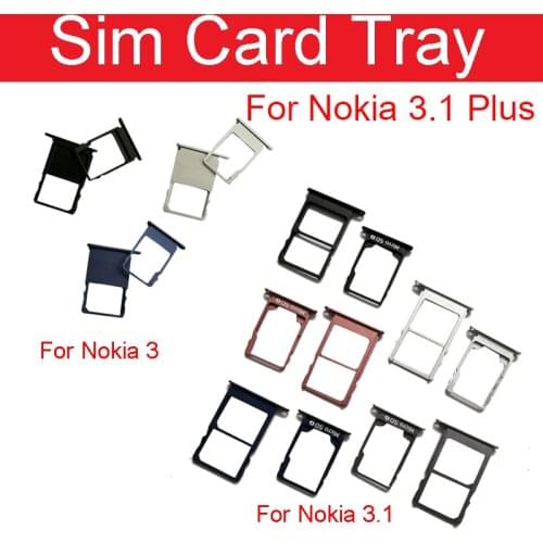 1 Set Sim Card Tray Holder For Nokia 3 / 3.1 / 3.1 Plus TA-1032 Sim SD Slot Card Adapter Replacement Parts