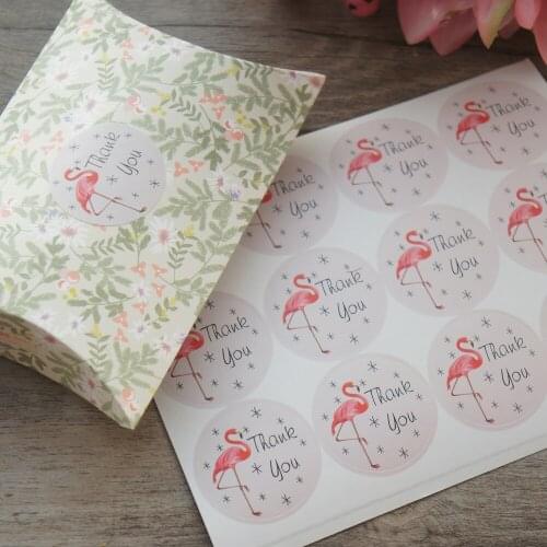 120pcs(10 Sheets Paper) Thank You Flamingo Paper Sticker Food Tags Labels Gift Tag Wedding Gift Decoration