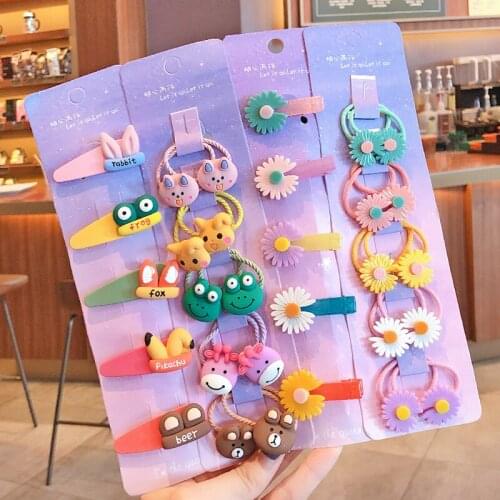 15 Pcs/Set Children Cute Candy Fruit Flower Cartoon Hair Bands Hairpins Girl Lovely Hair Clips Rubber Bands Kid Hair Accessories