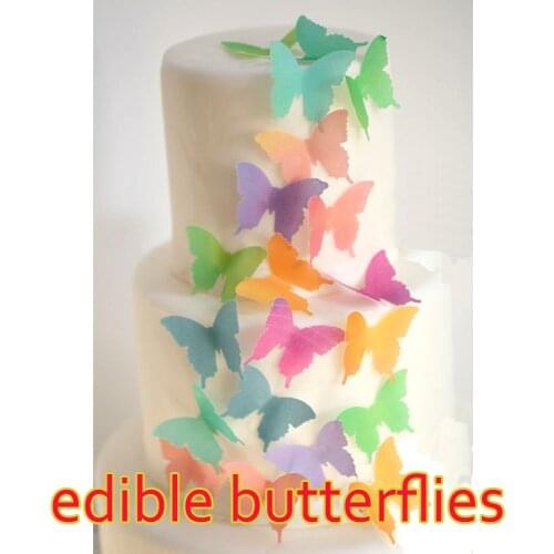 24pcs/lot Edible butterflies for Easter cake decoration 3D edible butterfly idea decorating tools,edible cake stand paper