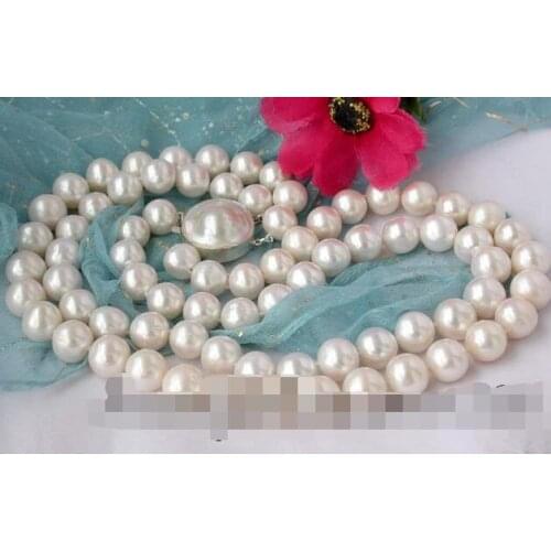 3336 2row white round freshwater pearl necklac mabe