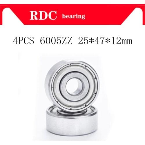 4pcs ABEC-5 6005ZZ 6005Z 6005 B6005ZZ 6005ZZ 25*47*12 mm chrome steel High-quality deep groove bearing Metal Sealed Ball Bearing