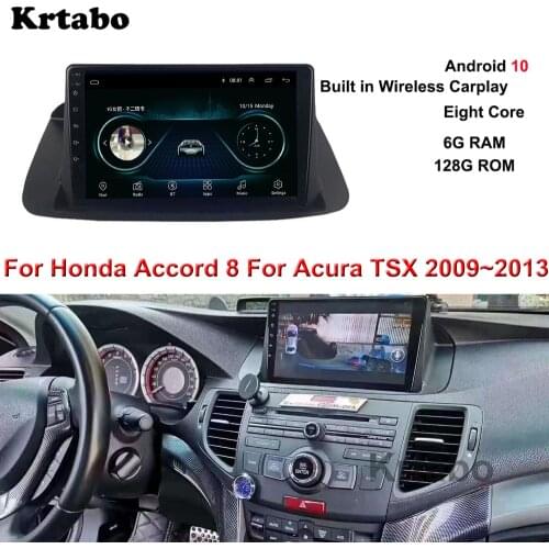6G RAM For Honda Accord 8 For Acura TSX 2009-2013 Android Multimedia Player 9 Inch Car Radio GPS Navigation DSP Wireless Carplay