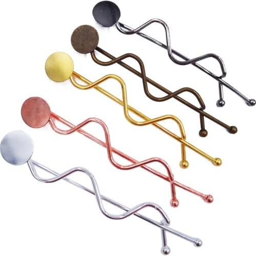 Free Shipping 100piece Hair Pins with 10mm Flat Glue Pad Hairpins Jewelry Findings Hair accessories Wholesale HPF68