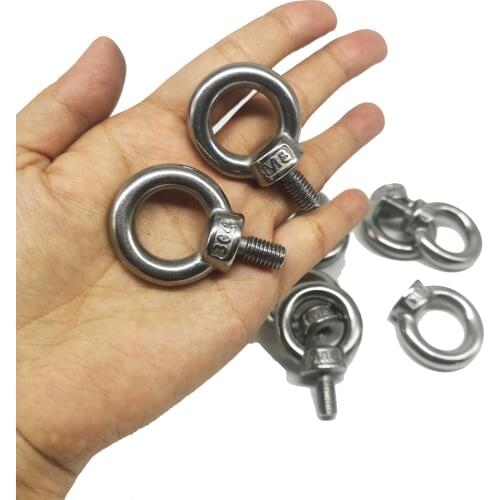 M8, 304 Stainless Steel Lifting Eye Bolts Ring Screw Loop Hole for Cable Rope Lifting