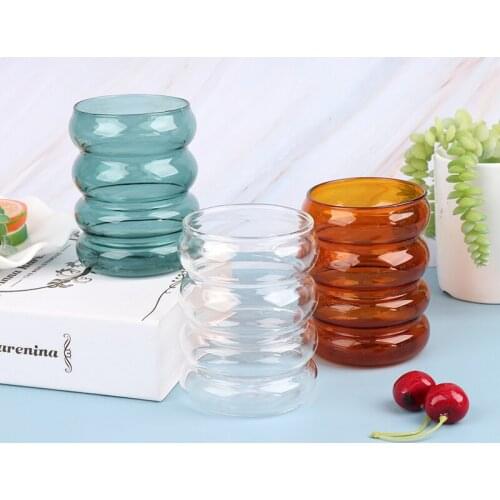Water Bottle Wave Shape Glass Cup Heat-resistant Drinkware Home Drinkware Bottle
