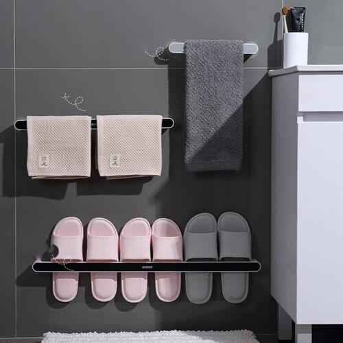 Bathroom towel Holder Household Wall Mounted Towel Rack bathroom pendant set towel bar free punch For Bathroom Organizer