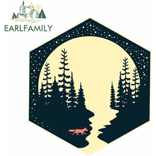 EARLFAMILY 13cm x 11.6cm for Moon Fox Funny Car Stickers Windshield Trunk Decal Personality Sunscreen Waterproof Car Assessoires
