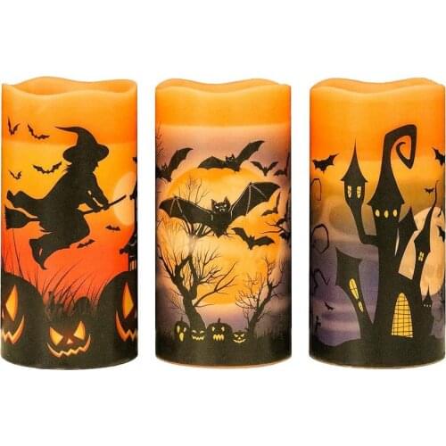 Halloween Flickering Flameless Candles With 6 Hour Timer Battery Operated LED Candle For Christmas Halloween Home Decoration