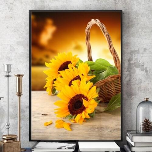 Nordic Morden Flower Canvas Painting Sunflower Plant Picture Decoration Poster Print Living Room Bedroom Landscape Wall Art Home