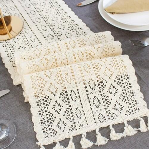 Lace Table Runner Dining Table Runner With Tassel Plain But Fashionable Dining Table Decoration Interior Living Room Supplies