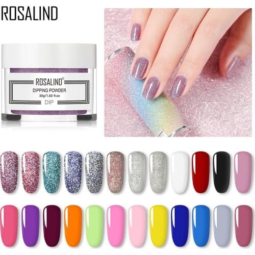 ROSALIND 30g Nail Glitter Holographic Dipping Powder Set 24 Color Nail Art Design All for Manicure Natural Dry Without Lamp Cure