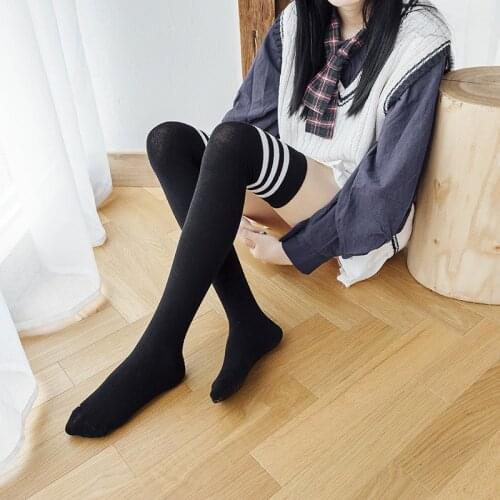College Style Socks Spring and Autumn Trend Socks Women Japan Korea Net Red Striped Over-the-knee Socks Lolita Mid-tube Socks