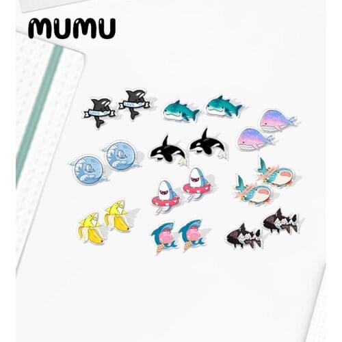 2021 New Cute Shark Stud Earring Epoxy Jewelry Whale Resin Acrylic Earrings Handmade Gifts Girl