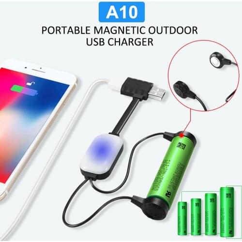 Newest A10 18650 Battery Charger USB magnetic outdoor Multifunction charger portable Mini Phone Charging/Discharging Power Bank