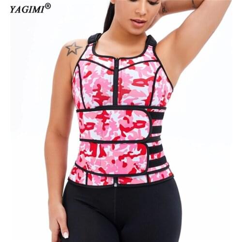 New Camouflage Print Sweat Vest Women Slimming Workout Waist Trainer Body Shaper Corset Tank Top Vest Trimmer Shaperwear Fajas