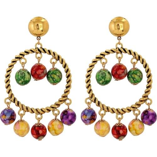 New Designer Beaded Ball Drop Dangle Earrings Jewelry Exquisite Ethnic Handmade Big Circle Earrings Women