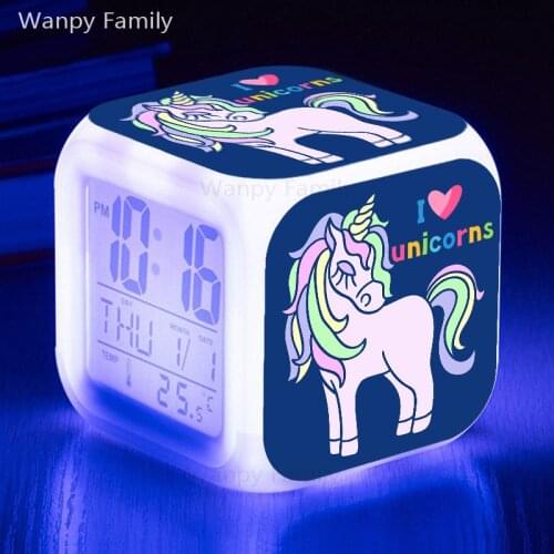 I Love unicorn alarm clock Large screen multi-function glowing LED color change digital alarm clock for kids birthday gifts