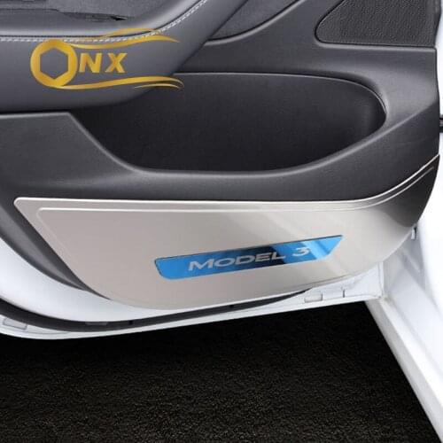 Car door anti-kick panel patch stainless steel baffle decoration Accessories For tesla Tesla model3 modelY
