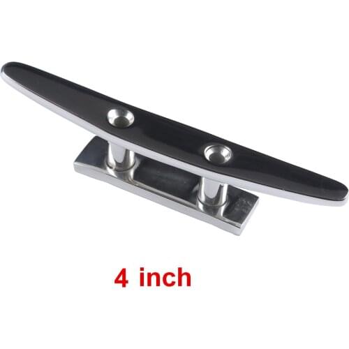 316 Stainless Steel Flat Top Low Silhouette Boat Cleat 4" 2 Hole Mount Deck Boat Rope Marine
