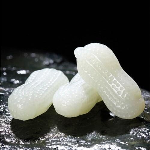 Natural top brand white jade pendant hand-carve peanut jade pendants brand men necklace jadeite jade jewelry jade necklace