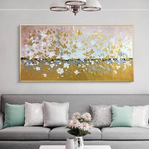 Hand Painted Gold Abstract Oil Painting On Canvas Wall Art Pictures Home Decor Living Room Decoration Salon Texture