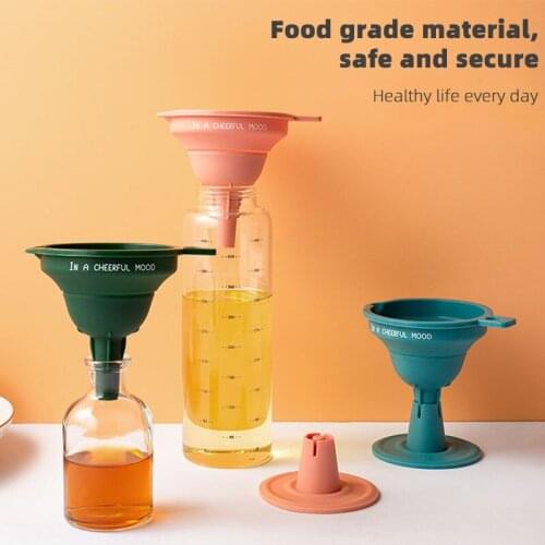 Silicone Folding Funnel With Detachable Filter Creative Household Liquid Dispensing Portable Funnel Kitchen Tools