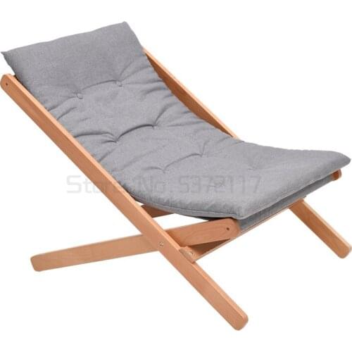 Solid wood folding recliner office lunch chair lazy back couch household balcony leisure chair