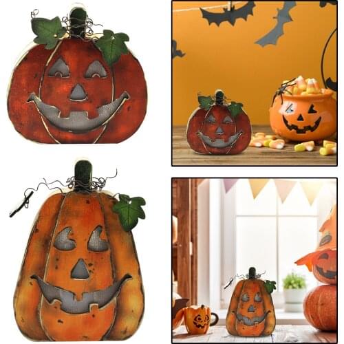 Halloween Pumpkin Light Lamp Wooden Lantern Party Decoration Decorative