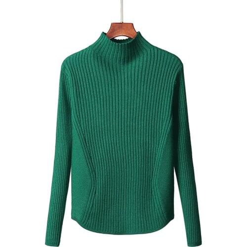 Womens Turtleneck Slim Fit Women Pullover Knitted Sweater Sweet Knitwear One Size Pleated Cute Green Sweaters Ladies Hot Sale