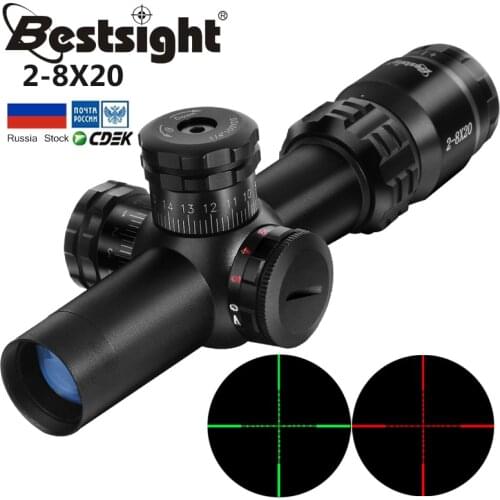 2-8x20 Tactical Riflescope AK47 AK74 AR15 Hunting scope Mil Dot Illumination Reticle Sight Rifle Scope Sniper Hunting Scopes