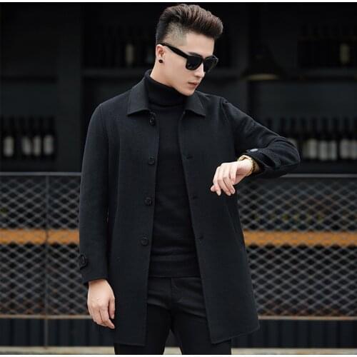 Mens Long Trench Coat Winter Men Wool Coat Slim Fit Cashmere Overcoat Jackets Man Single Breasted Peacoat Abrigo Hombre