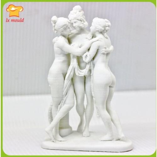 Three Beautiful Nude Silicone Molds Plaster Resin Candles Statues, Greek Goddess Body Silicone Moulds