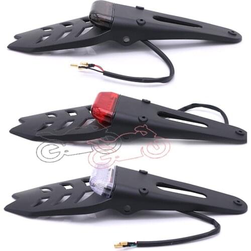 Universal For Enduro Off-Road Bike Motorcycle Parts Rear Fender Black License Plate Bracket Holder 12V LED Taillight Brake Lamp